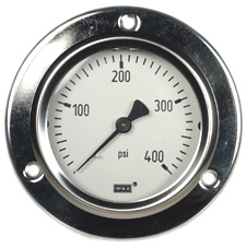 233.53 Series Ready to Fill Pressure Gauge, 2.5" Dial, 0 to 400 psi, 1/4 NPT SS Front Flange Center Back Mount