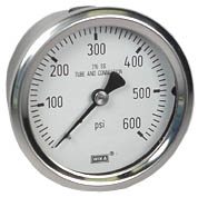 WIKA Stainless Pressure Gauge 2.5", 600 PSI, Liquid Filled