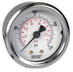 213.53 Series Glycerin Filled Industrial Pressure Gauge, 2" Dial, 0 to 2000 psi (bar), 1/4 NPT Brass Back Mount