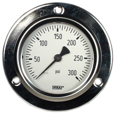 WIKA Front Flange Panel Mount Gauge 2.5", 300 PSI