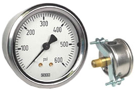 WIKA U-Clamp Panel Mount Pressure Gauge 2.5", 600 PSI