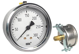 WIKA U-Clamp Panel Mount Pressure Gauge 2.5", 300 PSI