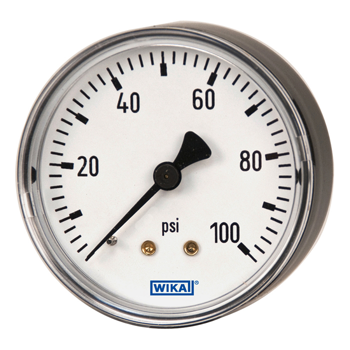 111.12 Series 1.5" Dry Plastic General Purpose Pressure Gauge, Brass Wetted Parts