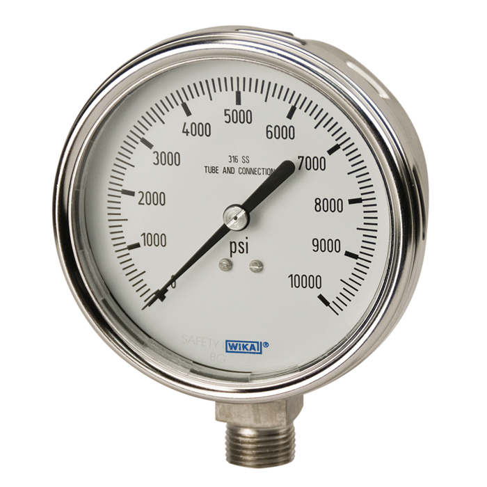 232.54 Series 2.5" SS Pressure Gauge, Dry/Fillable, SS Wetted Parts, Removable Ring