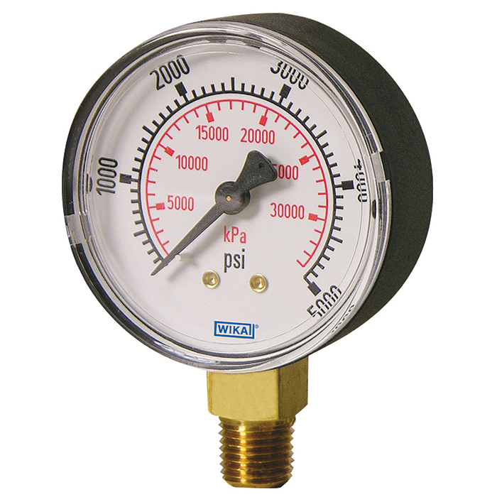 111.10 Series 1.5" Dry Plastic Pressure Gauge, Brass Wetted Parts