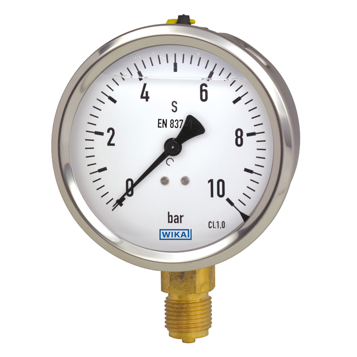 21x.53 Series 2" SS Pressure Gauge, Crimped Ring, Brass Wetted Parts