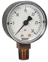 111.10 Series Brass Dry Pressure Gauge, 0 to 30 psi