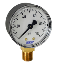 111.10 Series Brass Dry Pressure Gauge, 0 to 100 psi, 2" Dial