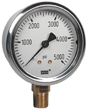 [9767169] 213.53 Series Industrial Brass Liquid Filled Pressure Gauge, 0 to 5000 psi