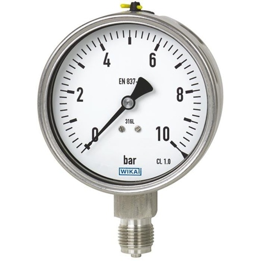 [9768700-0001] WIKA Stainless Pressure Gauge 2.5", 100 PSI, Liquid Filled