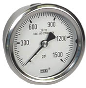 [9833175] WIKA Stainless Pressure Gauge 2.5", 1500 PSI, Liquid Filled