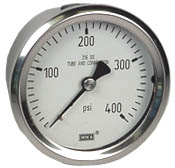 [9833205] WIKA Stainless Pressure Gauge 2.5", 400 PSI, Liquid Filled