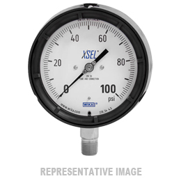 [9834006] 233.34 Series Stainless Steel Liquid Filled Process Gauge, 0 to 60 PSI, 1/2" NPT Lower Mount