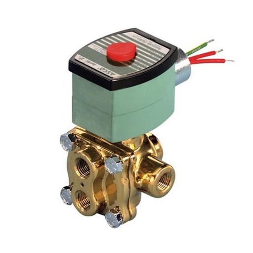 [EF8342G001AC120/60D] 342 Series 4-Way Solenoid Valve (8342), 1/4" NPT, 120 VAC, Brass, 4 Way