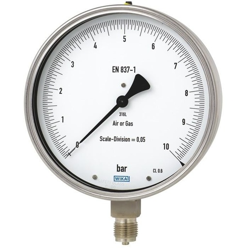 [4220064] 332.54 Series Dry Precision Test Pressure Gauge, 4" Dial, 0 to 160 psi, 1/4 NPT SS Lower Mount