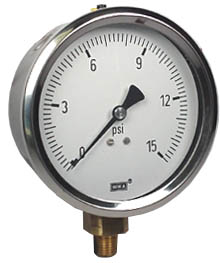 [4271602] 212.53 Series Industrial Brass Dry Pressure Gauge, 0 to 15 psi