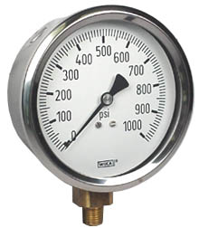 [4271701] 232.53 Series Ready to Fill Pressure Gauge, 4" Dial, 0 to 1000 psi, 1/4 NPT SS Lower Mount