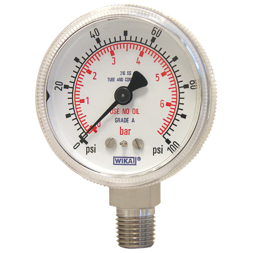 130.15 Series 1.5" or 2" SS Dry High Purity Pressure Gauge, SS Wetted Parts