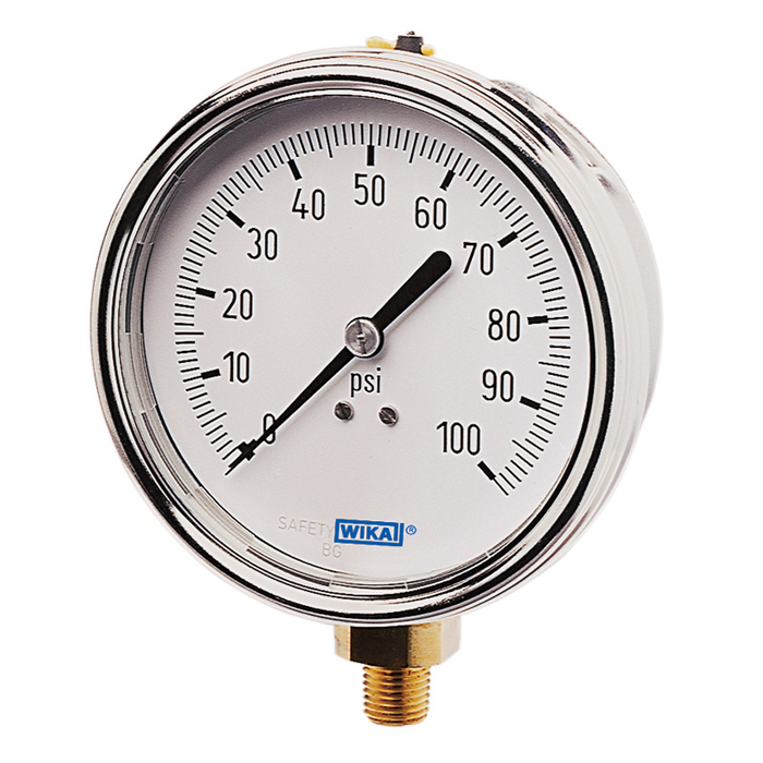 21x.54 Series 2.5" SS Pressure Gauge, Brass Wetted Parts, Removable Bayonet Ring