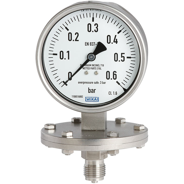 43x.50 Series 4" or 6" SS Diaphragm Pressure Gauge, Dry/Fillable, Pressure Blowout Disk