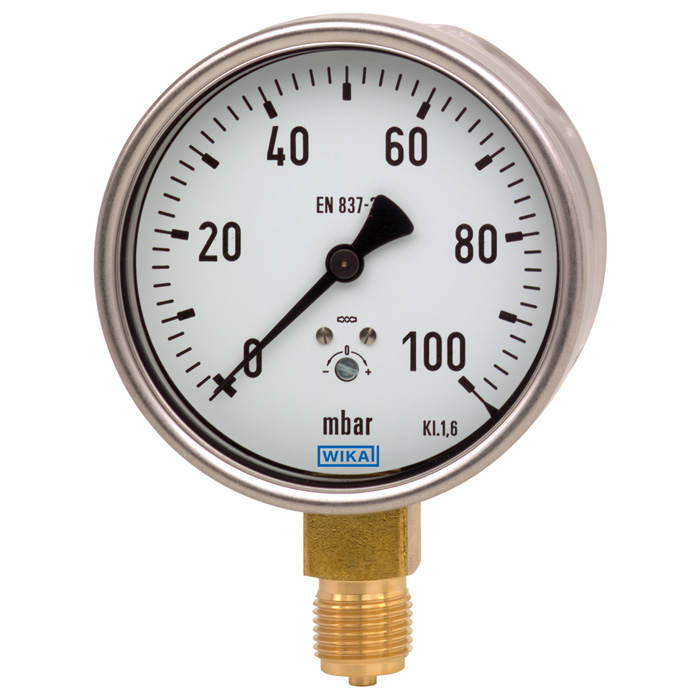 612.20 Series 2,5", 4" or 6" Plastic or SS Dry Low Pressure Capsule Gauge, Brass Wetted Parts