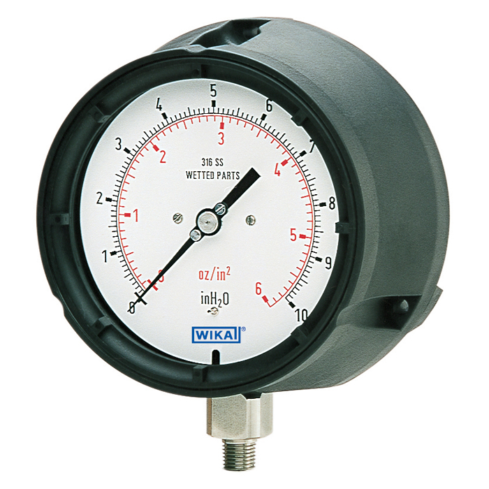 61x.34 Series 4.5" POCAN Low Pressure Capsule Gauge, Dry/Fillable, Brass Wetted Parts