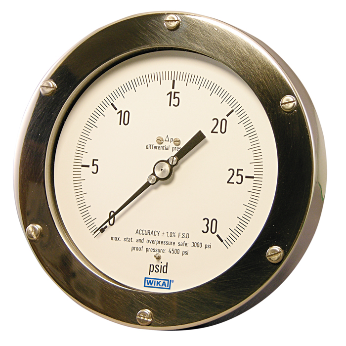 73x.25 Series 4.5" or 6" Aluminum Differential Pressure Gauge, Membrane Sensing Element, SS or Inconel Wetted Parts