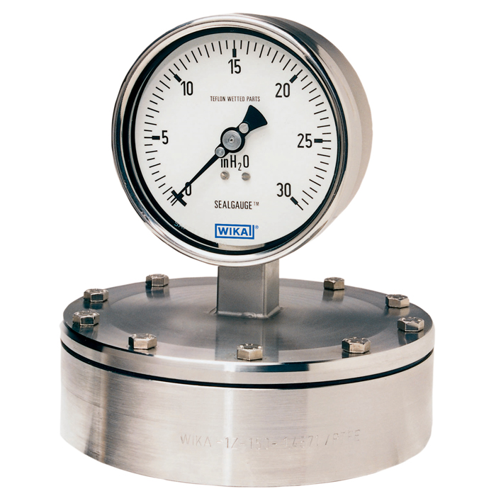 45x.50 Series 4" or 6" SSDiaphragm Pressure Gauge, High OVP Safe, Dry/Fillable, PTFE Wetted Parts, Pressure Blowout Disk