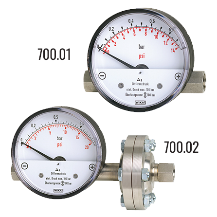 700.0x Series 3" SS Dry Differential Pressure Gauge w/Magnetic Piston, SS Wetted Parts