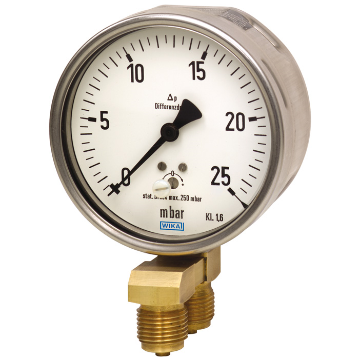 736.11 Series 4" or 6" SS Very Low Differential Pressure Gauge, SS Wetted Parts