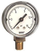 [9747222] 111.10 Series Brass Dry Pressure Gauge, 0 to 15 psi